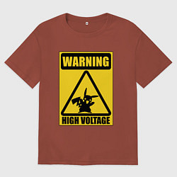 Футболка оверсайз женская Высокое напряжение, цвет: кирпичный