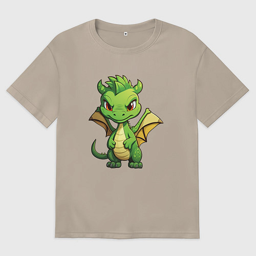 Женская футболка оверсайз Добрый дракон 2024 / Миндальный – фото 1