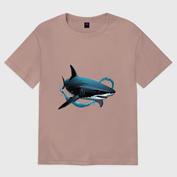 Женская футболка оверсайз Акула портрет