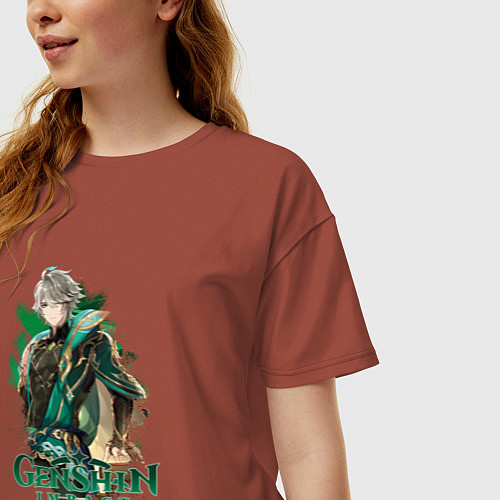 Женская футболка оверсайз Аль-Хайтам с книгами / Кирпичный – фото 3
