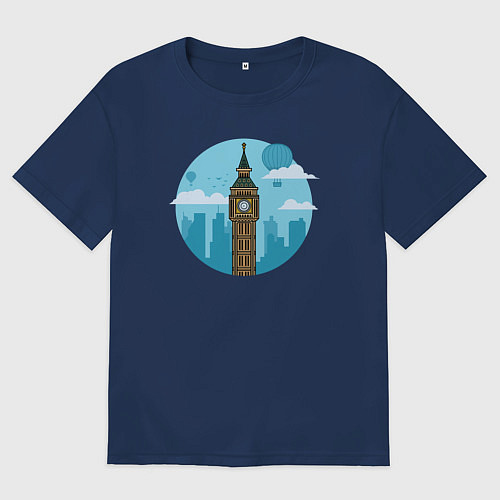 Женская футболка оверсайз Биг-бен / Тёмно-синий – фото 1