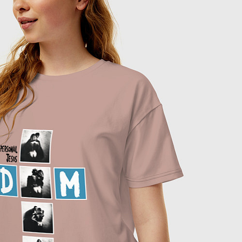 Женская футболка оверсайз Depeche Mode - Personal Jesus cross / Пыльно-розовый – фото 3