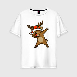 Футболка оверсайз женская Dabbing deer, цвет: белый