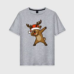 Футболка оверсайз женская Dabbing deer, цвет: меланж