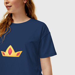 Футболка оверсайз женская Золотая корона с драгоценными камнями, цвет: тёмно-синий — фото 2