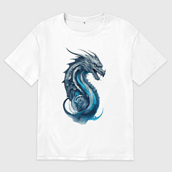 Футболка оверсайз женская Живописный дракон, цвет: белый