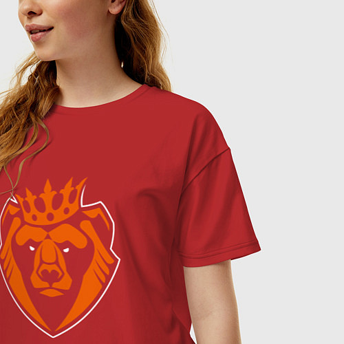Женская футболка оверсайз Царь медведь / Красный – фото 3
