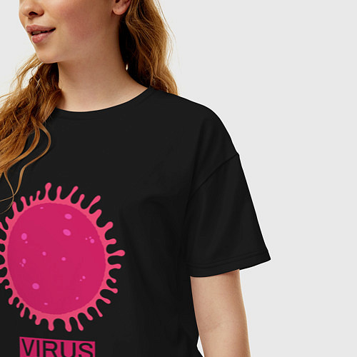 Женская футболка оверсайз Pink virus / Черный – фото 3