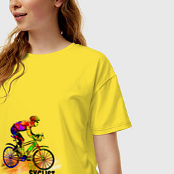 Футболка оверсайз женская Велосипедист спортсмен, цвет: желтый — фото 2