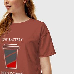 Футболка оверсайз женская Зарядка кофе, цвет: кирпичный — фото 2