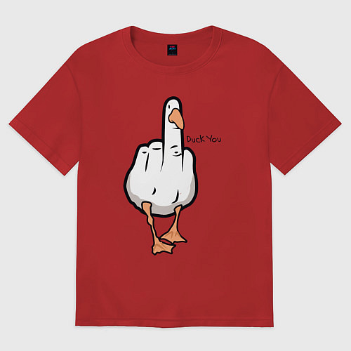 Женская футболка оверсайз Duck you - fuck you / Красный – фото 1