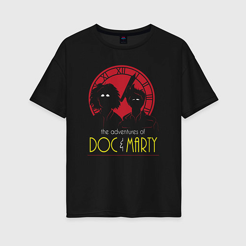 Женская футболка оверсайз Приключения Марти и Дока / Черный – фото 1