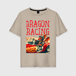 Женская футболка оверсайз Dragon cool racer - ai art