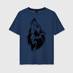 Женская футболка оверсайз Воющий волк