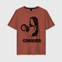 Футболка оверсайз женская Conquer, цвет: кирпичный