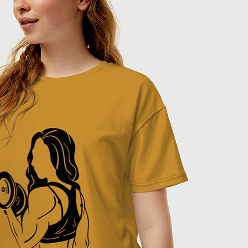 Женская футболка оверсайз Conquer / Горчичный – фото 3