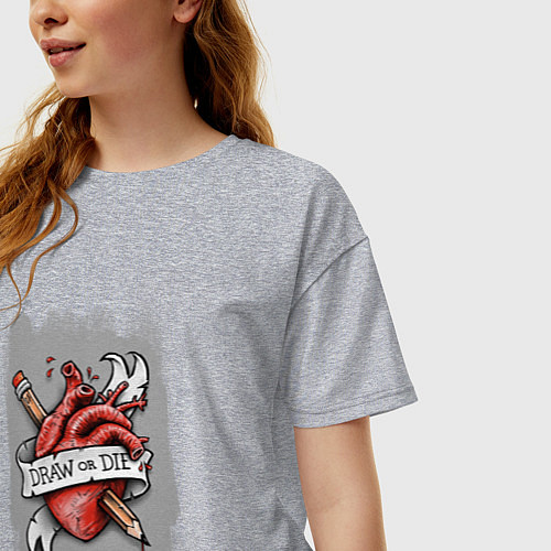 Женская футболка оверсайз Рисуй или не рисуй / Меланж – фото 3