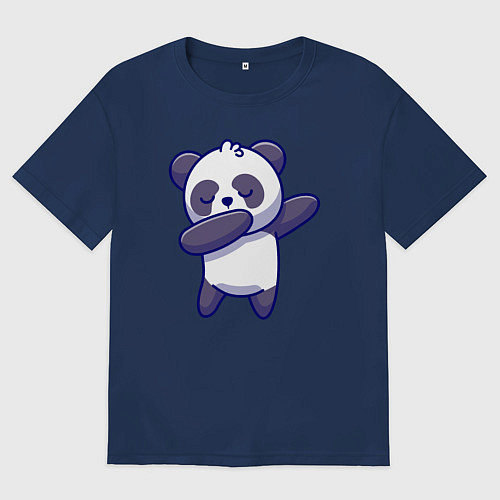 Женская футболка оверсайз Dabbing panda / Тёмно-синий – фото 1