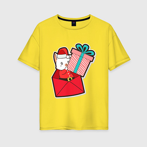 Женская футболка оверсайз Вам подарок от котика / Желтый – фото 1