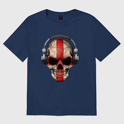 Футболка оверсайз женская England music skull, цвет: тёмно-синий