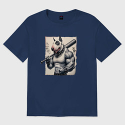 Женская футболка оверсайз Качок Булли с битой - нейросеть