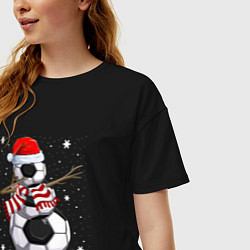 Футболка оверсайз женская Soccer snowman, цвет: черный — фото 2