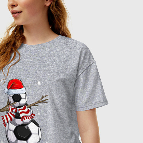 Женская футболка оверсайз Soccer snowman / Меланж – фото 3