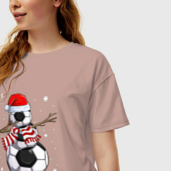 Футболка оверсайз женская Soccer snowman, цвет: пыльно-розовый — фото 2