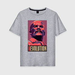 Футболка оверсайз женская Lenin revolution, цвет: меланж