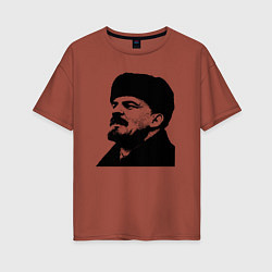 Футболка оверсайз женская Ленин в шапке, цвет: кирпичный