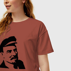 Футболка оверсайз женская Ленин в кепке, цвет: кирпичный — фото 2