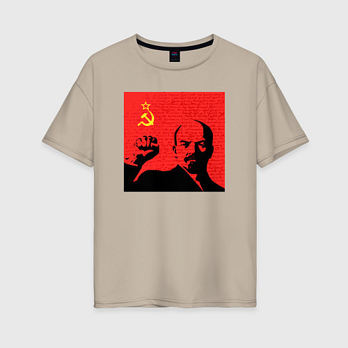 Женская футболка оверсайз Lenin in red / Миндальный – фото 1