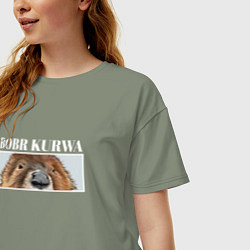 Футболка оверсайз женская Eyes kurwa bobr, цвет: авокадо — фото 2