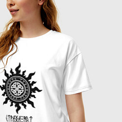 Футболка оверсайз женская Слава роду - страха нет, цвет: белый — фото 2