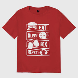 Футболка оверсайз женская Еда сон бокс, цвет: красный