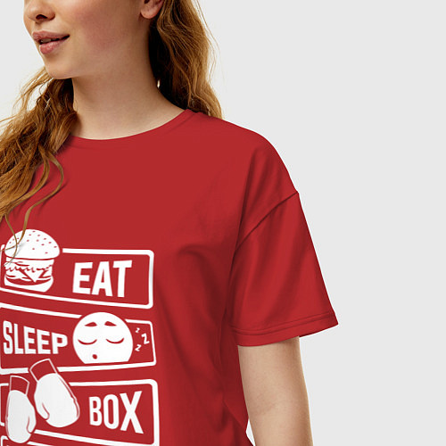 Женская футболка оверсайз Еда сон бокс / Красный – фото 3