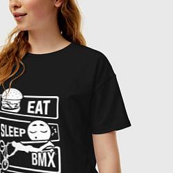 Футболка оверсайз женская Еда сон bmx, цвет: черный — фото 2