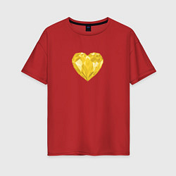 Футболка оверсайз женская Желтое алмазное сердце, цвет: красный