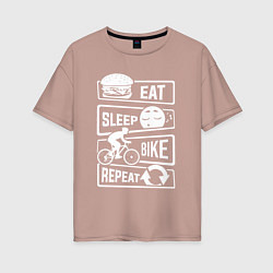 Женская футболка оверсайз Eat sleep bike