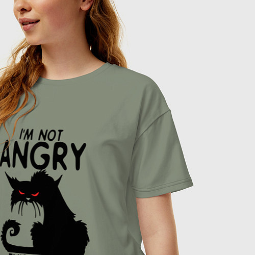 Женская футболка оверсайз I am not angry cat / Авокадо – фото 3