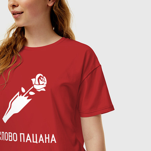 Женская футболка оверсайз Слово пацана розочка / Красный – фото 3