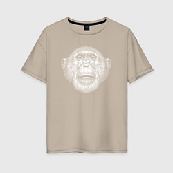 Футболка оверсайз женская Шимпанзе морда, цвет: миндальный