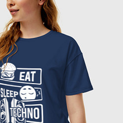 Футболка оверсайз женская Еда сон техно, цвет: тёмно-синий — фото 2