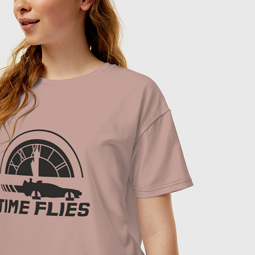 Женская футболка оверсайз Назад в будущее - время летит / Пыльно-розовый – фото 3