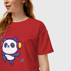 Футболка оверсайз женская Music panda, цвет: красный — фото 2