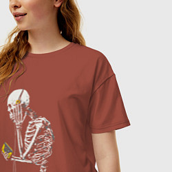 Футболка оверсайз женская Skeletor music, цвет: кирпичный — фото 2
