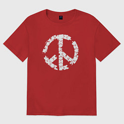 Футболка оверсайз женская Пазл мира, цвет: красный