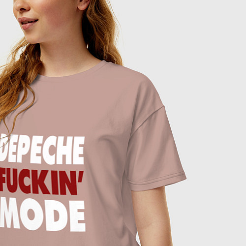 Женская футболка оверсайз Depeche Funkin Mode / Пыльно-розовый – фото 3