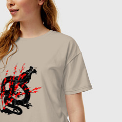 Футболка оверсайз женская Tokyo dragon, цвет: миндальный — фото 2