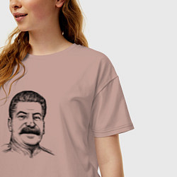 Футболка оверсайз женская Сталин улыбается, цвет: пыльно-розовый — фото 2
